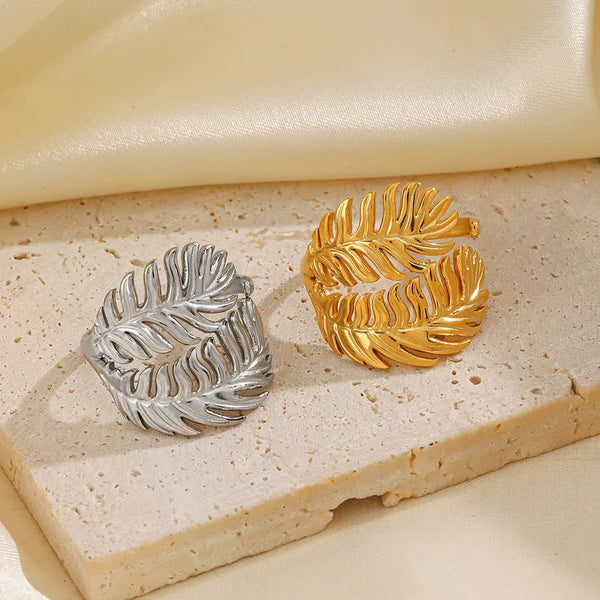 Gold-Plated Leaf Ring | Stainless Steel