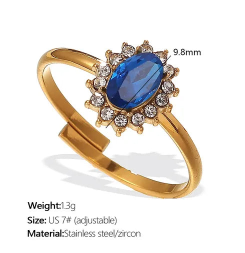 Vintage Zircon Ring | Stainless Steel
