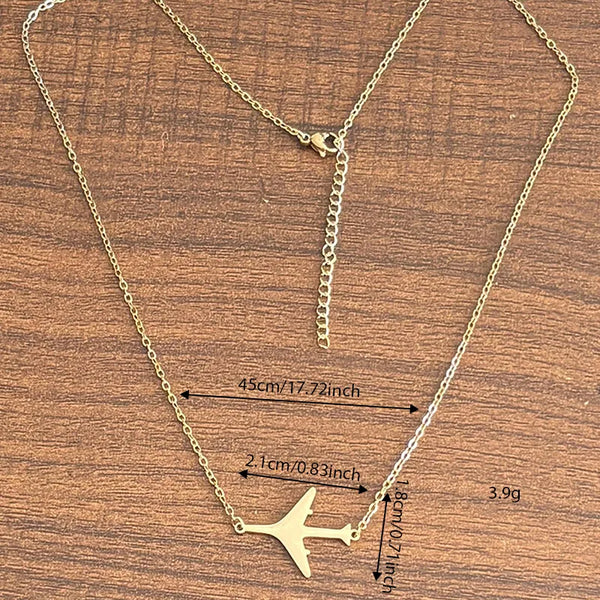 Airplane Gold-Plated Necklace | Stainless Steel
