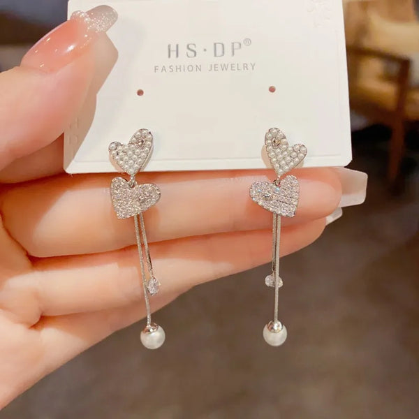 Pearl Heart Drop Earrings | Copper