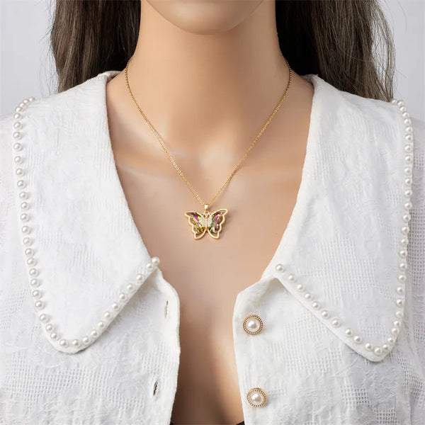 Crystal Pendant Necklace | Stainless Steel