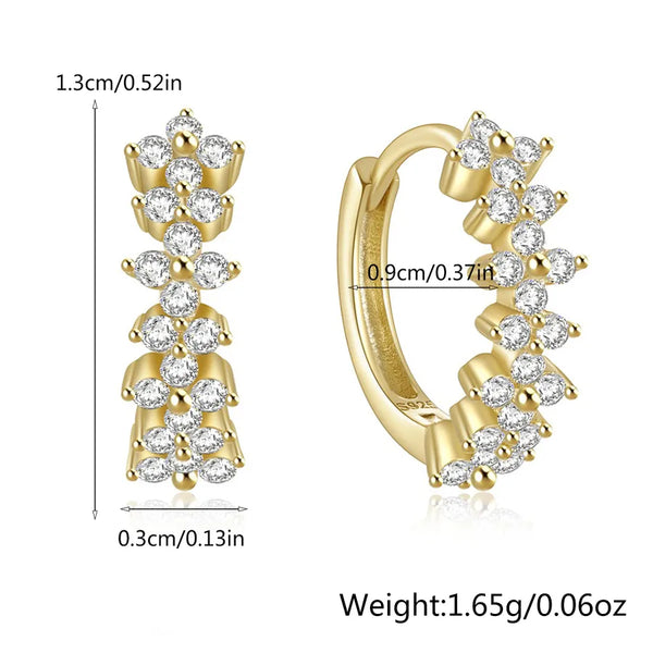 Geometric Floral Hoop Earrings | 925 Sterling Silver