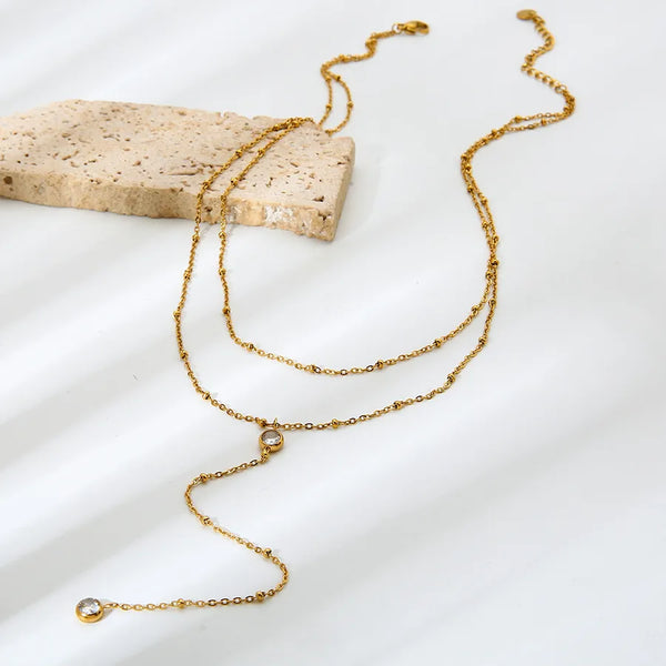 Layered Zircon Necklace | Stainless Steel