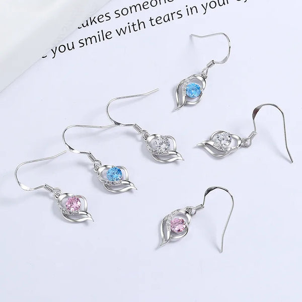 Rhinestone Heart Stud Earrings | 925 Sterling Silver