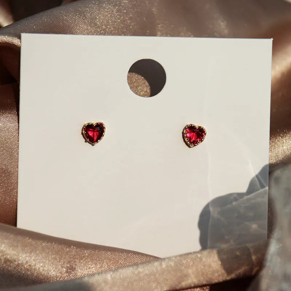 Red Heart Earrings | Sterling Silver