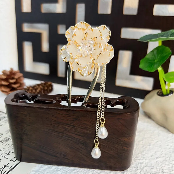 Peony Floral Hairpin Headband | Alloy