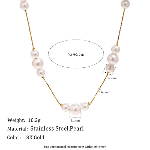 Geometric Pearl Necklace | Stainless Steel