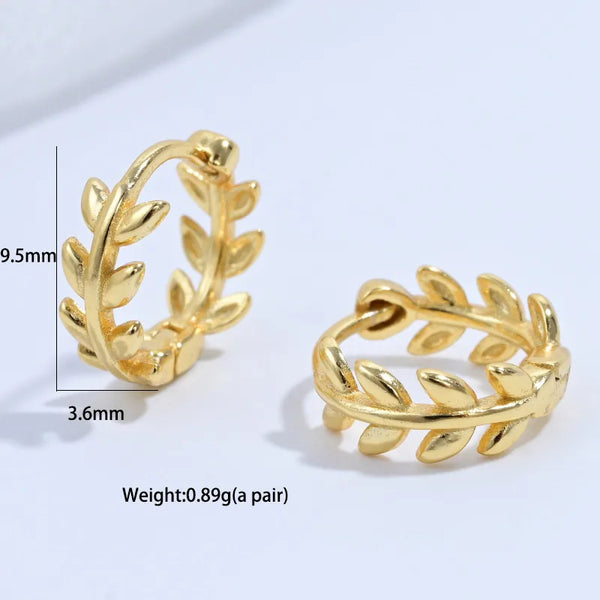 Gold-Plated Leaf Stud Earrings | 925 Sterling Silver