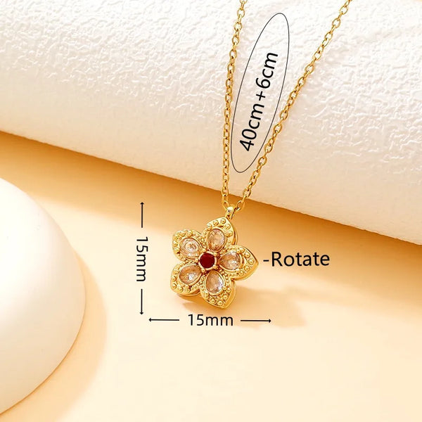 Rhinestone Floral Necklace | Gold