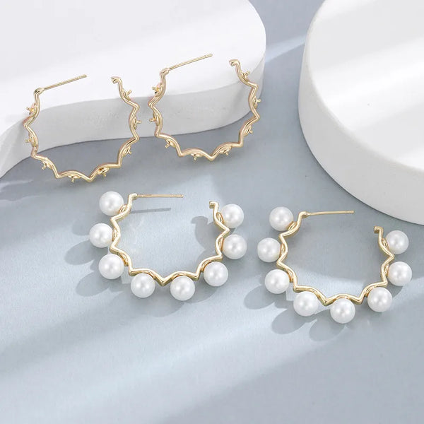 Gold-Plated Artificial Pearl Earrings | Artificial Pearl