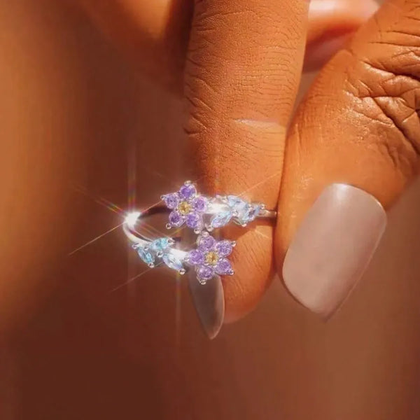 Rhinestone Floral Ring | Copper