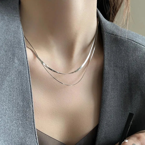 Layered Snake Necklace | Titanium Steel