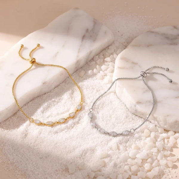 Oval Zircon Bracelet | Stainless Steel