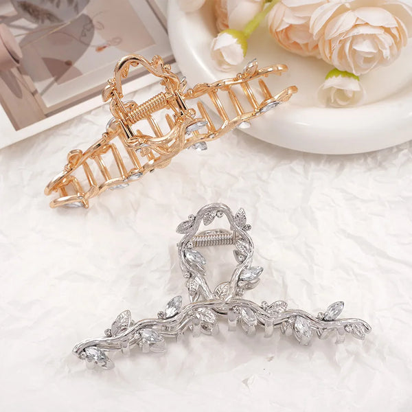 Rhinestone Leaf Hair Claw Hair Clip | Alloy