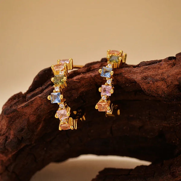 Rhinestone Stud Earrings | 925 Sterling Silver