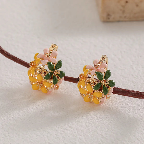 Purple Floral Earrings | Copper