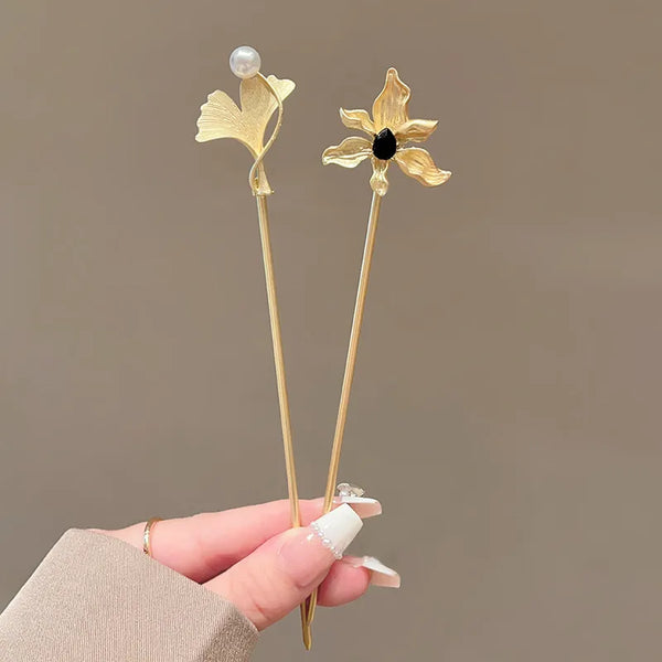 Leaf Artificial Pearl Hairpin Headband | Alloy