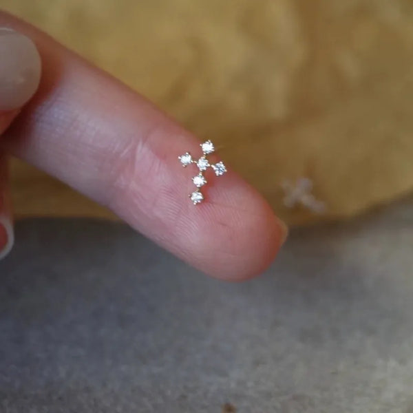 Cross Stud Earrings | 925 Sterling Silver