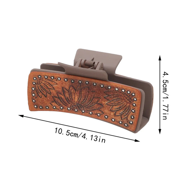 Sunflower Hair Claw | Pu Leather