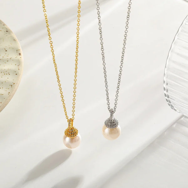 Geometric Artificial Pearl Necklace | Copper