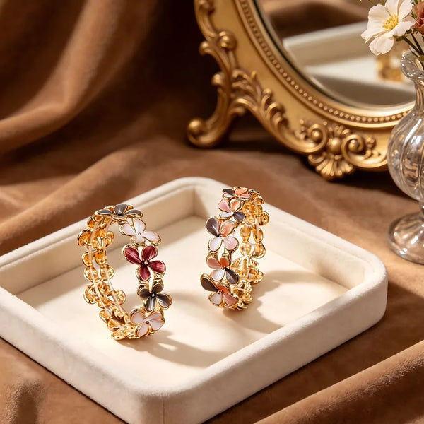 Red Floral Bangle | Alloy