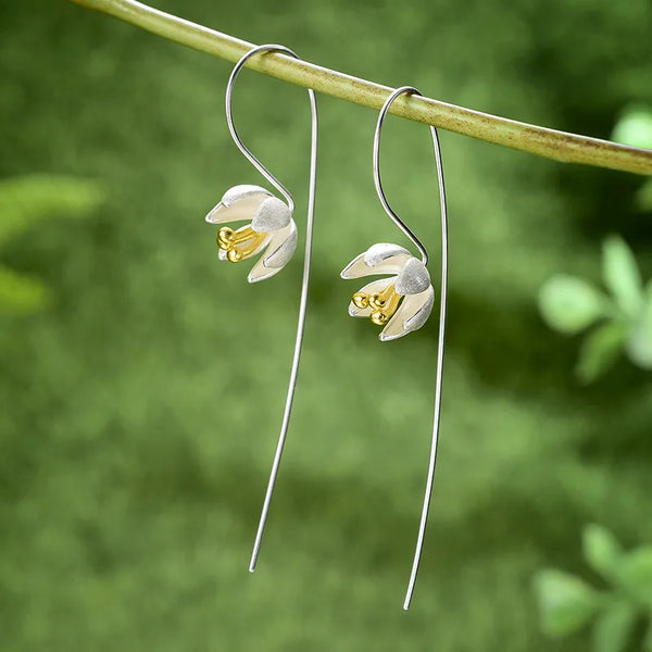 Handmade Floral Drop Earrings | 925 Sterling Silver