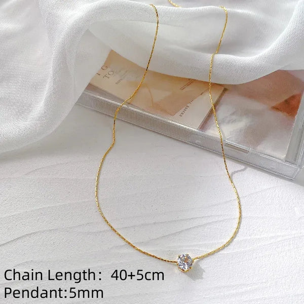Rhinestone Pendant Necklace | Stainless Steel