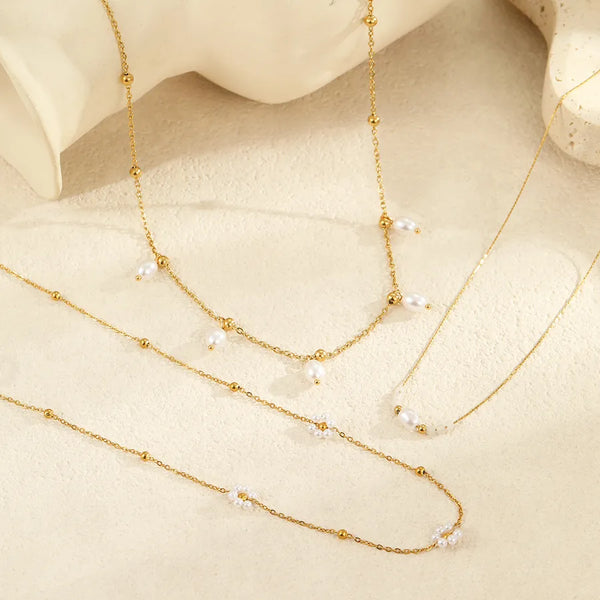 Minimalist Artificial Pearl Necklace | Stainless Steel