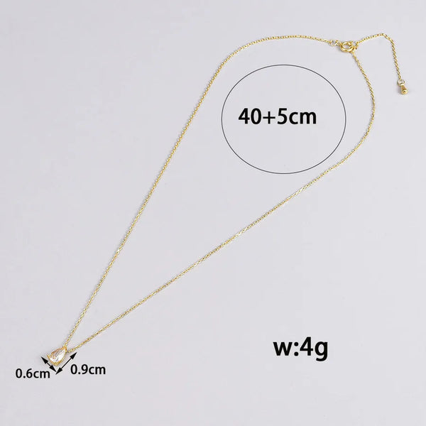 Oval Zircon Pendant Necklace | Stainless Steel