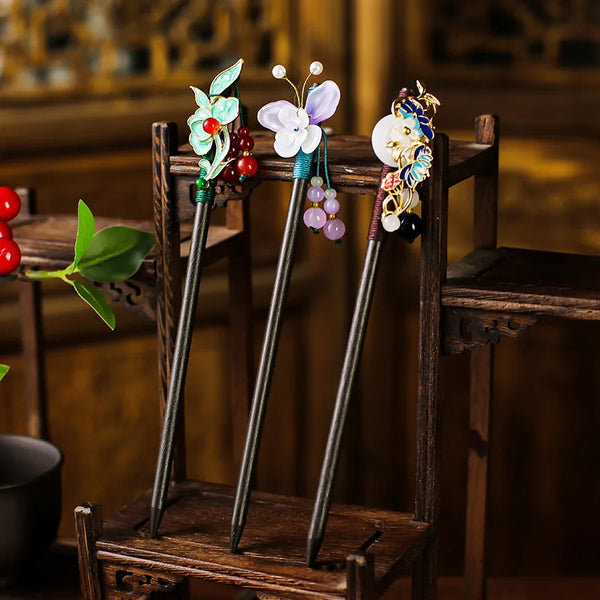 Vintage Butterfly Hairpin Headband | Wood