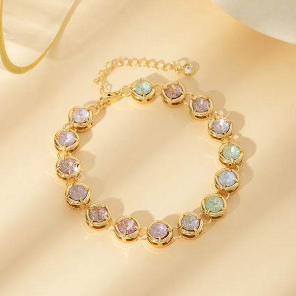 Zircon Floral Bangle Bracelet | Copper