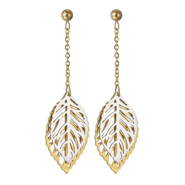 Leaf Drop Earrings | Stainless Steel