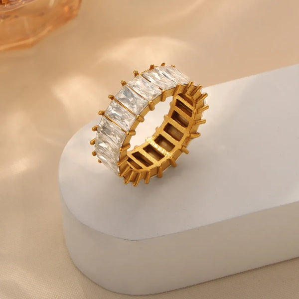 White Zircon Ring | Stainless Steel
