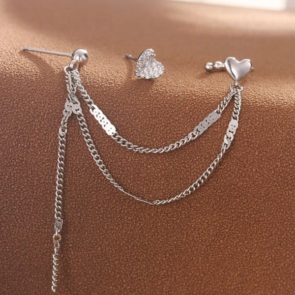 Chain Heart Stud Earrings | Copper
