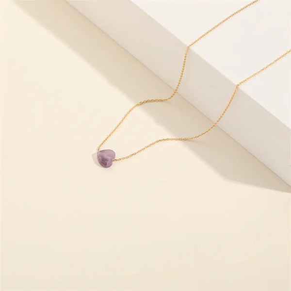 Natural Stone Heart Pendant Necklace | Natural Stone