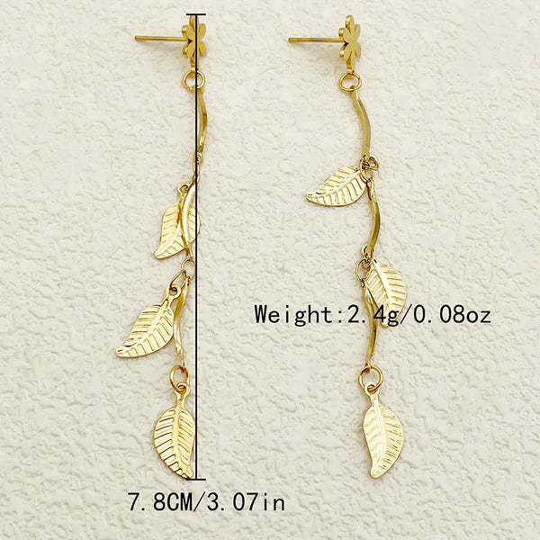 Leaf Drop Earrings | Stainless Steel
