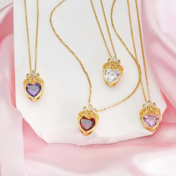 Heart Crown Necklace | Copper
