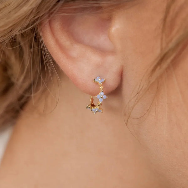 Blue Floral Earrings | Sterling Silver