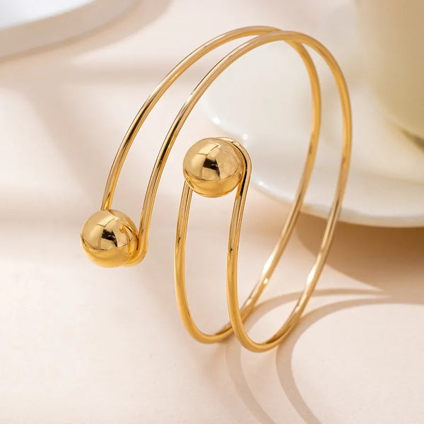 Geometric Bangle Bracelet | Gold