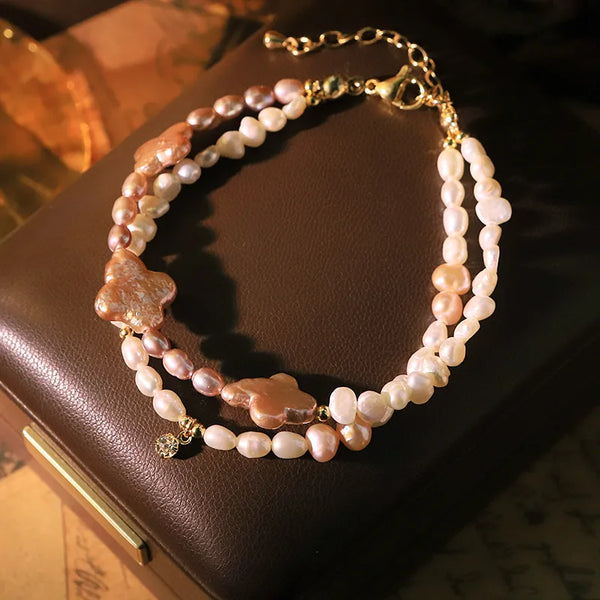 Clover Freshwater Pearl Bangle Bracelet | Freshwater Pearl