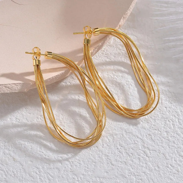 Gold-Plated Drop Earrings | Stainless Steel