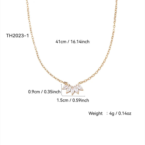 Petal Rhinestone Pendant Necklace | Stainless Steel