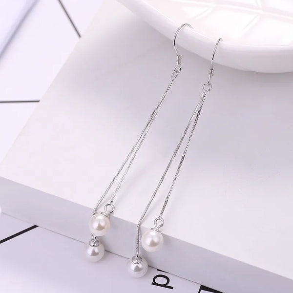 Long Tassel Drop Earrings | 925 Sterling Silver