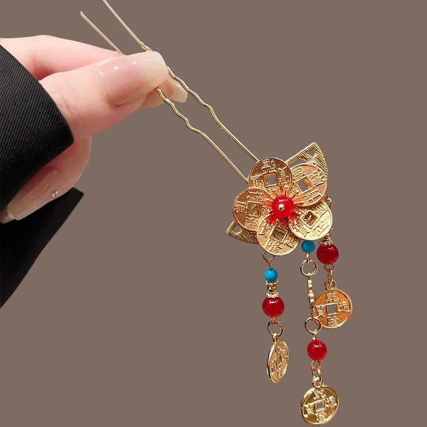 Chinese Floral Hair Clip | Copper