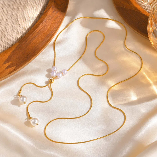 Snake Pearl Necklace | Stainless Steel