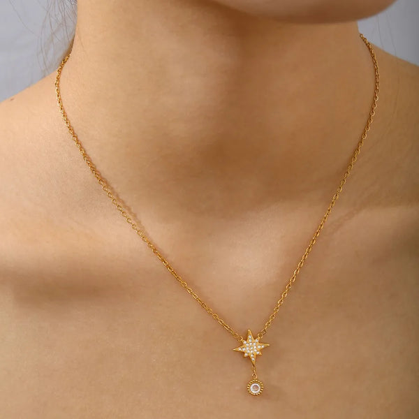Zircon Celestial Necklace | Stainless Steel