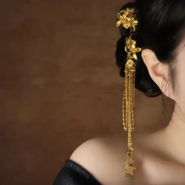 Vintage Floral Hairpin Headband | Gold