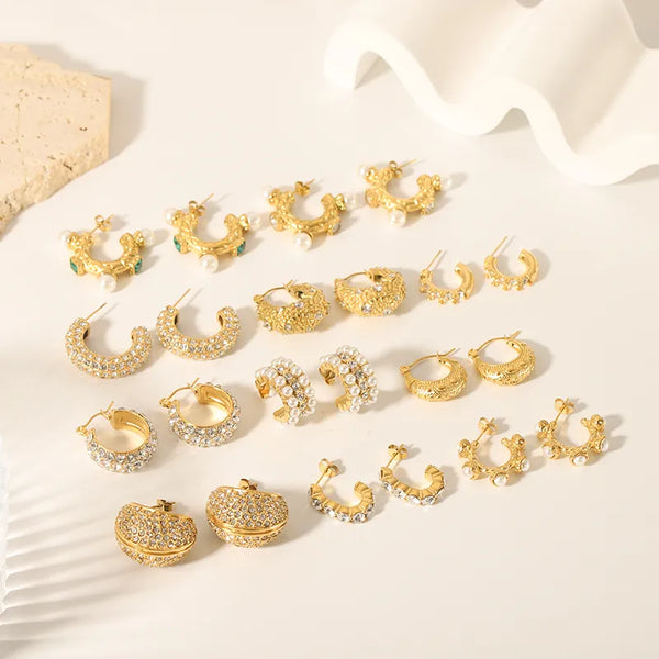 Vintage Rhinestone Earrings | Stainless Steel