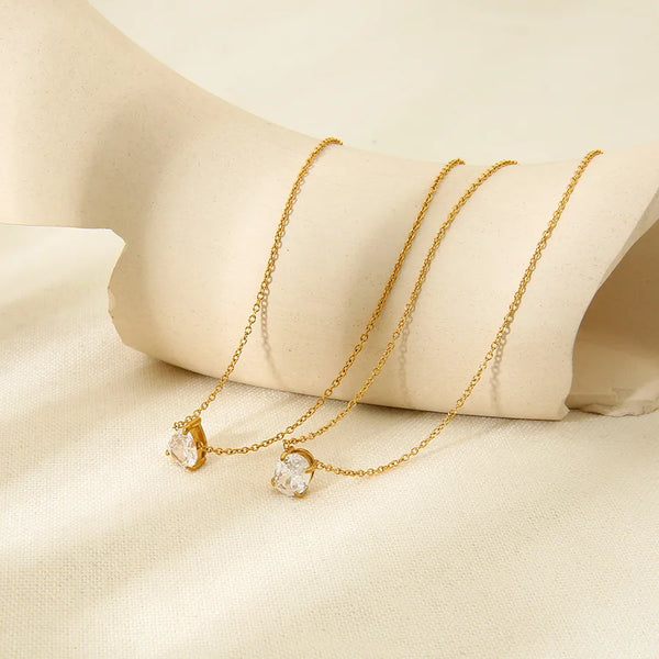 Zircon Pendant Necklace | Stainless Steel