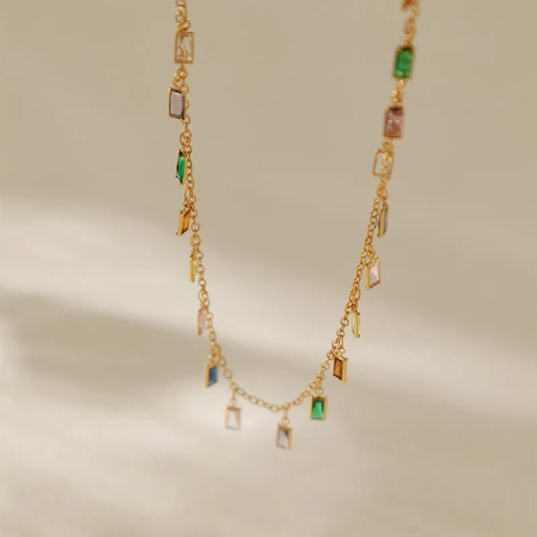 Colorful Geometric Pendant Necklace | Copper